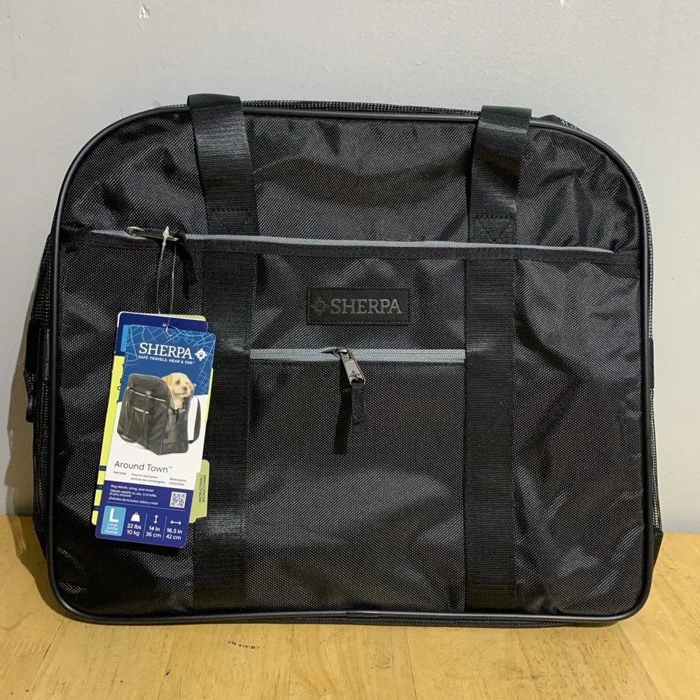 Sherpa Around Town Fashionable‎ Pet Tote for Cats & Dogs, Black, Large - NWTs